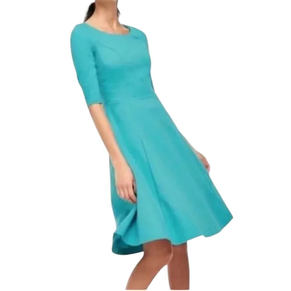 Boden Alice Ponte Knit Fit And Flare Knee-Length Teal Dress Size 12R